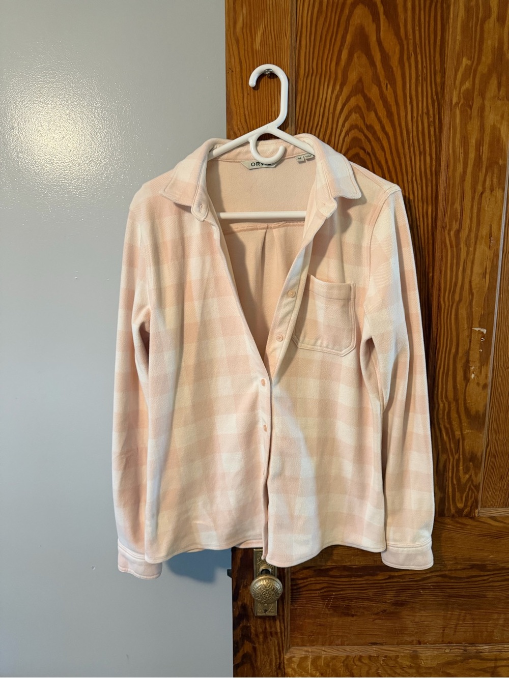 Orvis Pale Pink Plaid Women’s Button-Front Shirt medium